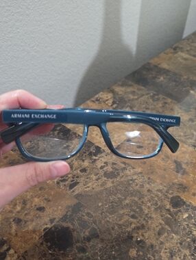 Armani Exchange Men's Teal Rectangular Eyeglass Frames